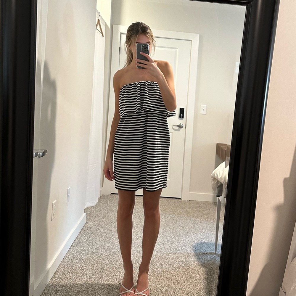 ZARA Striped strapless dress